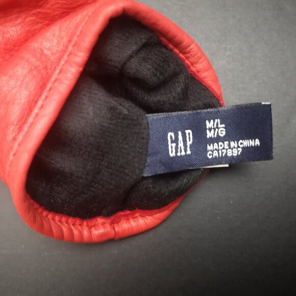 Gap 100% Cowhide Leather Red Wristlet with Deerskin Size M/L Red Gloves - Picture 3 of 10